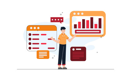 Consultant Presenting Audit Findings. Business Flat Vector Illustration