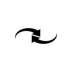 Two intertwining semicircular curved arrows. Semi circle arrows follow each other. Vector illustration.