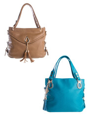 A small handbag with a textured front flap, a short shoulder strap, and a butterfly-shaped metal detail on the front.	
