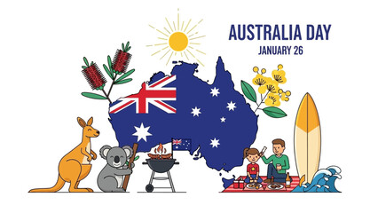 Australia Day Celebration with Cultural, Wildlife, and Beach Elements on January 26 © Azrha