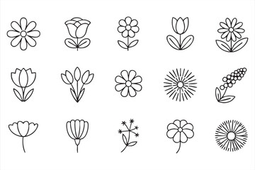 Minimal Blossom Line Icons for Branding, Logos, and App UI