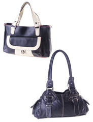 A small handbag with a textured front flap, a short shoulder strap, and a butterfly-shaped metal detail on the front.	
