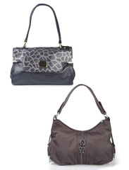 A small handbag with a textured front flap, a short shoulder strap, and a butterfly-shaped metal detail on the front.	
