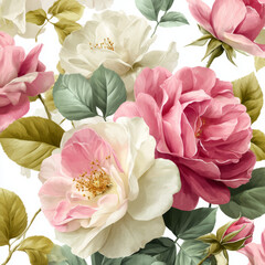 Beautiful delicate roses in pink and green colors for soft and romantic floral background