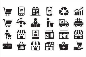 Online Shopping UI Icons for Ecommerce Platforms and Dashboards