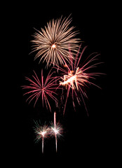 Colorful firework sparkling on black background for celebration and anniversary