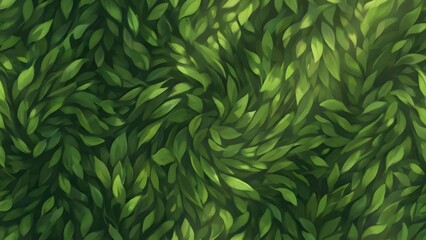 Green leaves swirling in circular pattern.