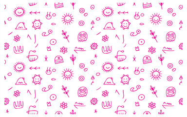 Playful pink doodle pattern for kids' designs, nursery decor, and whimsical backgrounds that sparks joy and creativity for children's products