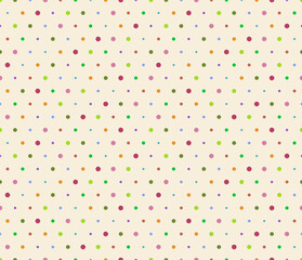 Dots pattern seamless random. Repeating colorful polka dot background. Editable vector illustration.