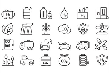 Fototapeta premium Clean Energy and Hydrogen Mobility Line Illustration for Future Transport