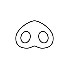 Outline pig nose or snout. Vector line art icon. Isolated illustration on white background.