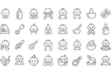 Obraz premium Baby Health and Parenting Icons for Web Interfaces and Dashboards