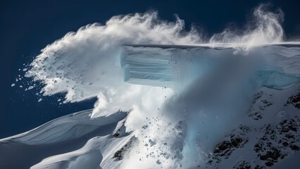 Dynamic close-up of a powerful ocean wave cresting and breaking with a dramatic splash against a dark sky, showcasing the raw force of nature.