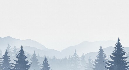 Obraz premium Misty mountain range with pine trees