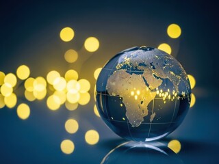 Globe with lights, isolated on white background