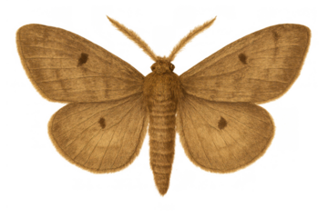 Brown moth insect illustration with open spread wings, an animal from nature, featuring a transparent background
