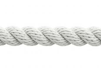 Thick white twisted rope isolated on transparent background