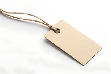 Blank Tag with String on White Background