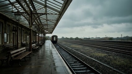Abandoned Train Station on a Cloudy Day.