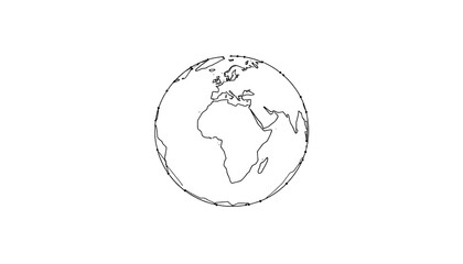 Outline of the Earth globe with connecting dots on white background africa america