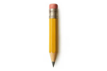 Yellow wooden pencil with a pink eraser and metal ferrule, a back to school item for writing, drawing, and studying