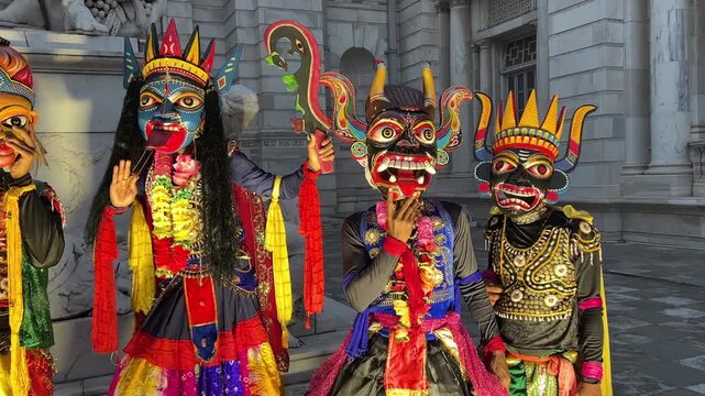 The troop of Gomira Mask Dance from North Bengal (especially Dinajpur district, West Bengal)