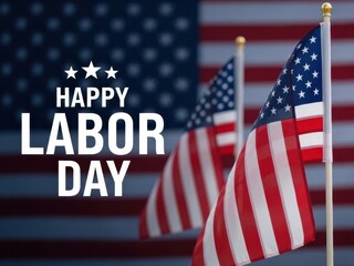 Happy labor day flags isolated on white background