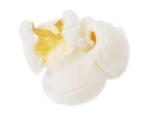 Popcorn isolated on white background. Macro