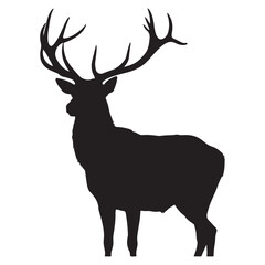Naklejka premium Majestic stag with impressive antlers in dramatic pose