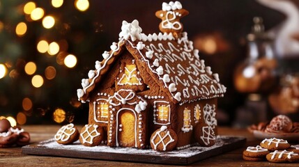 A whimsical cookie house filled with human-shaped treats.