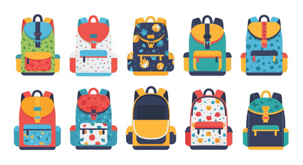 Fototapeta premium Collection of Colorful Backpacks for School and Travel.