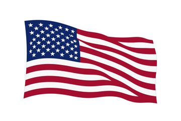 American Flag Waving in the Wind Illustration