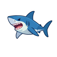 Obraz premium Angry Blue Shark Cartoon Illustration