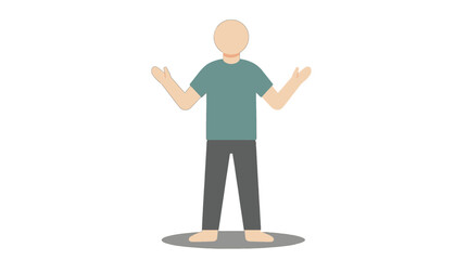 Cartoon Person Standing with Arms Raised Illustration