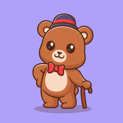 Obraz premium Cute Bear Business Holding Stick Cartoon 