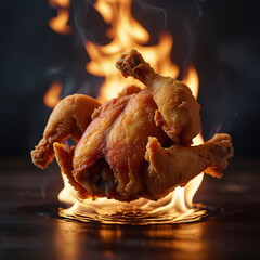 Fried Chicken on Fire whole chicken flames 1 burning