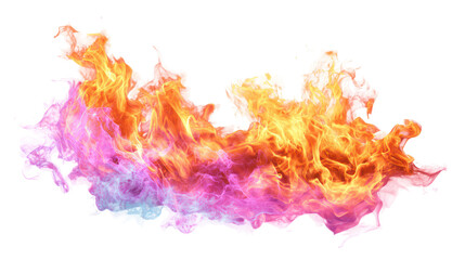 Fototapeta premium Multicolored smoke cloud with electric neon tones high resolution on transparent background