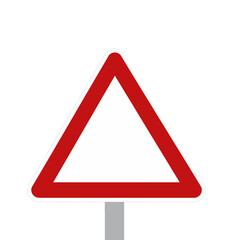 Red and White Triangular Warning Road Sign Illustration