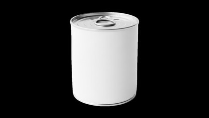 White tin can isolated on transparent background