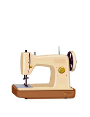 Vintage Cream Sewing Machine Illustration