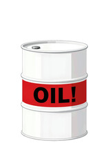 White Oil Barrel with Red Label