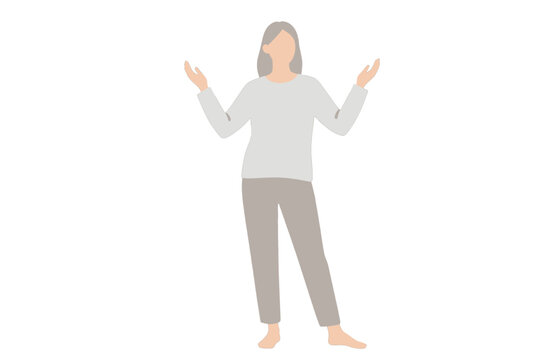 Woman Raising Hands in Surrender Pose Illustration