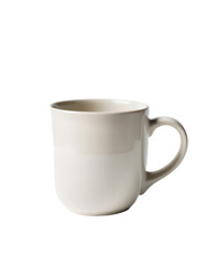 Empty ceramic mug on a plain background with simple design and smooth finish, suitable for drinks in home or cafe settings
