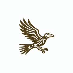 Fototapeta premium Flying Skeleton Raven Logo
