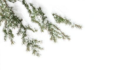 Frosty winter branch border framing one side only isolated on transparent background