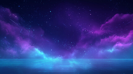 A retro-futuristic space background for arcade shooter style presents a layered parallax-ready scene in deep outer space  featuring soft cinematic gradients and subtle light transitions. 