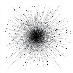 Obraz premium Abstract Burst: Lines and dots emanate from a central point of convergence.