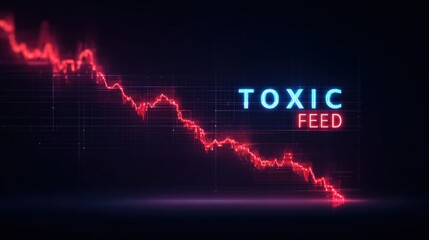 A visual representation of market downturn with a neon sign that states 'TOXIC FEED', illustrating decline. ..Created with Generative AI, not depicting real subjects.