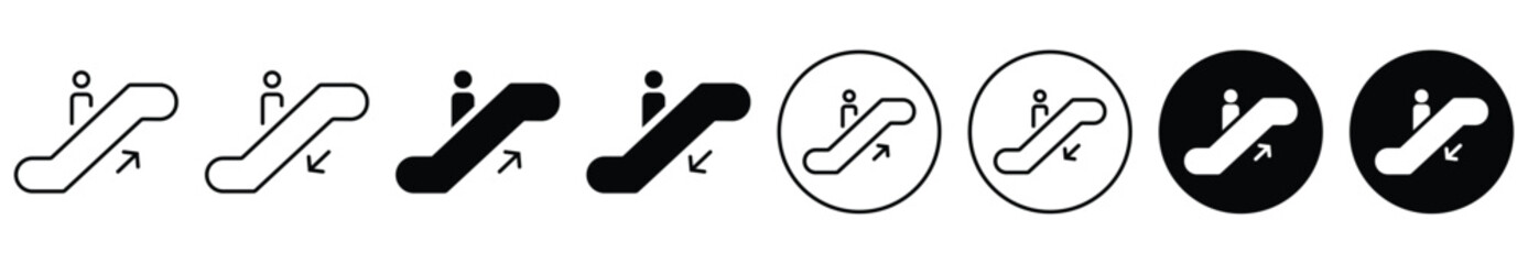 Escalator with arrow up and down vector icon isolated on transparent background. EPS 10