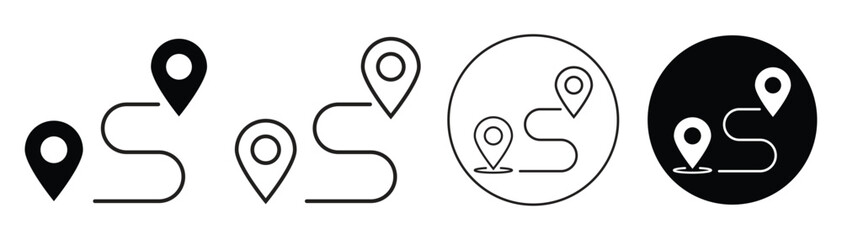 Distance route vector icon isolated on transparent background. EPS 10